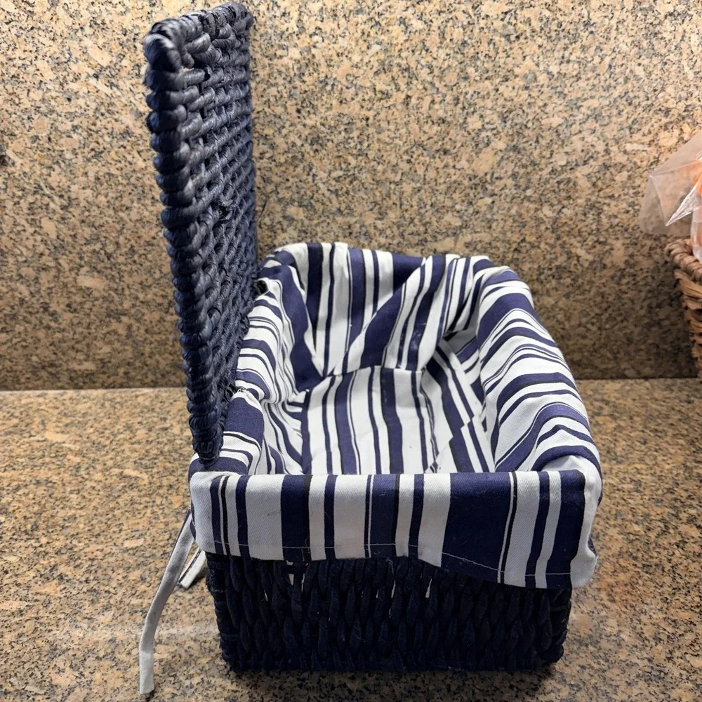 VTG Blue Wicker Storage Basket 12